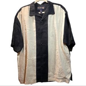 NAT NAST | L | Retro Summer Linen Bowling Shirt EUC
